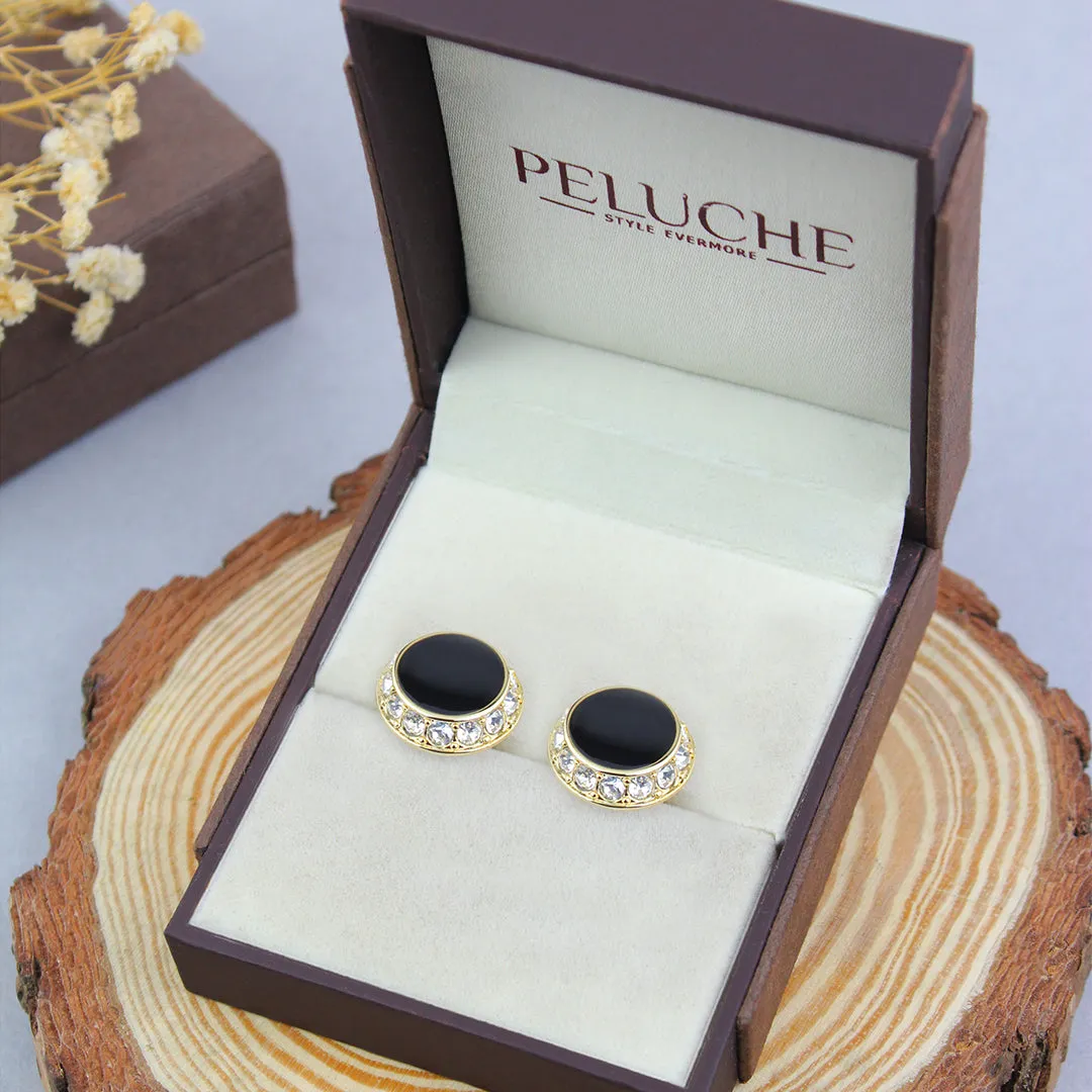 Peluche Gold Crystal and Stone  Cufflinks