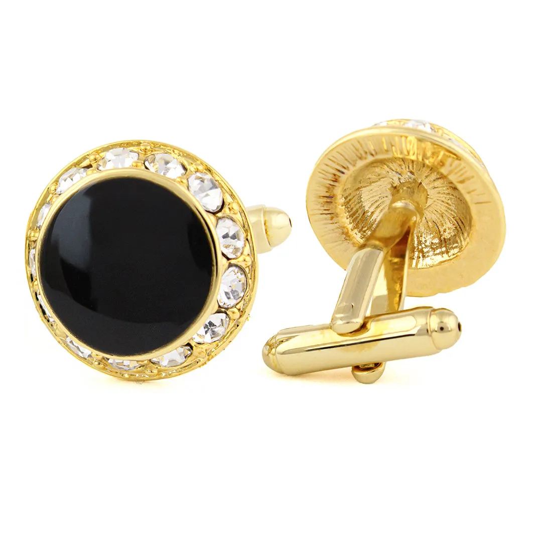 Peluche Gold Crystal and Stone  Cufflinks