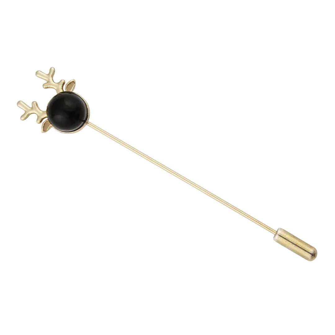 Peluche Nifty Antlers Golden and Black Colored Lapel Pin for Men