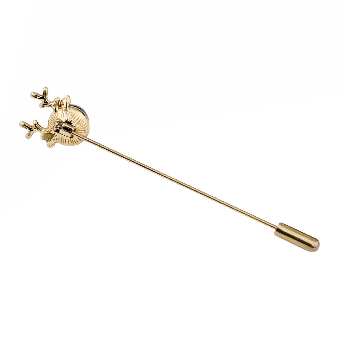 Peluche Nifty Antlers Golden and Black Colored Lapel Pin for Men