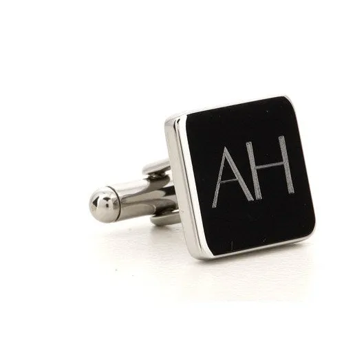 Personalised Engraved Square Silver Cufflinks