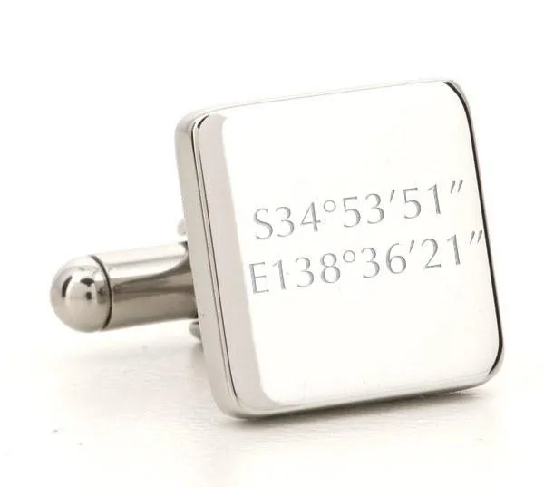 Personalised Engraved Square Silver Cufflinks