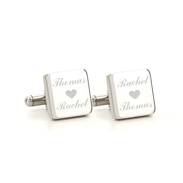 Personalised Engraved Square Silver Cufflinks