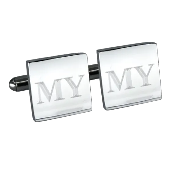 Personalised Engraved Square Silver Cufflinks