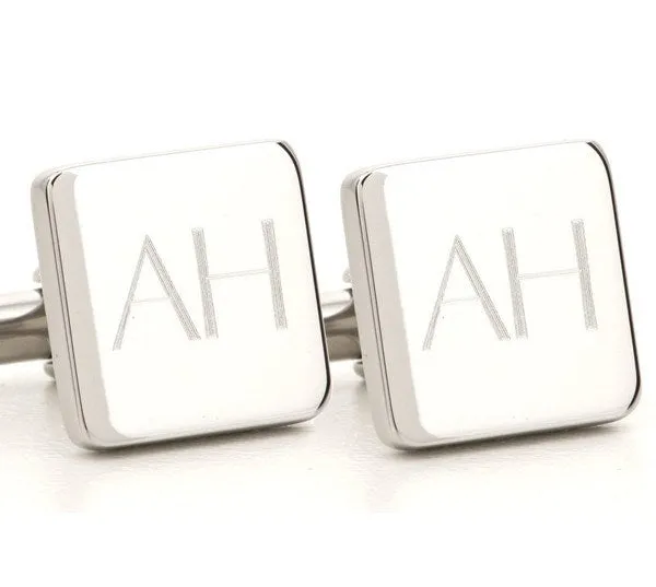 Personalised Engraved Square Silver Cufflinks