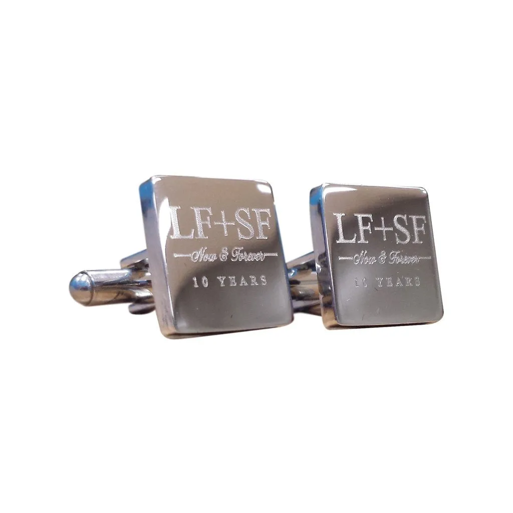 Personalised Engraved Square Silver Cufflinks