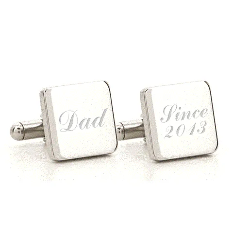 Personalised Engraved Square Silver Cufflinks