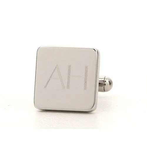 Personalised Engraved Square Silver Cufflinks