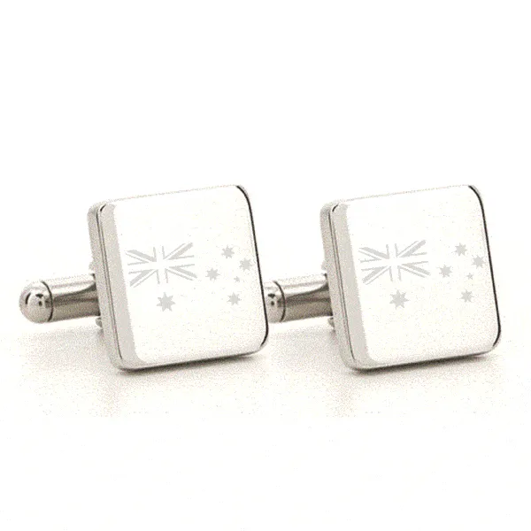 Personalised Engraved Square Silver Cufflinks