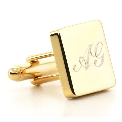 Personalised Gold Engraved Square Cufflinks