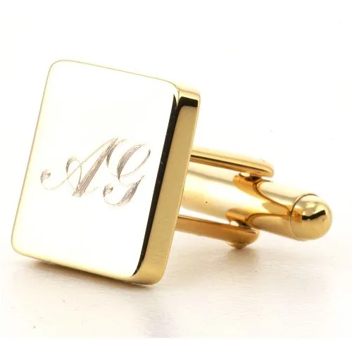 Personalised Gold Engraved Square Cufflinks