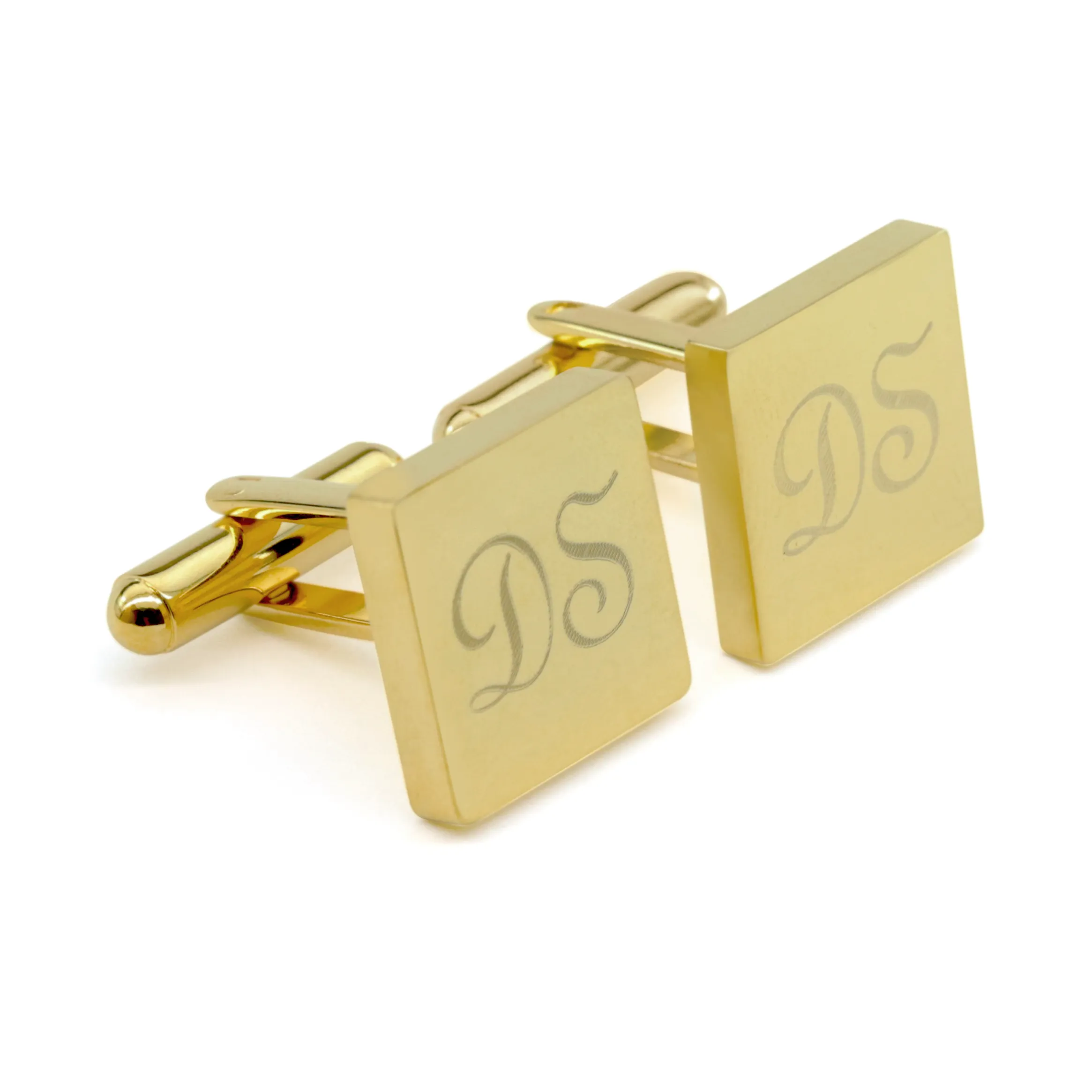 Personalised Gold Engraved Square Cufflinks