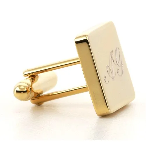 Personalised Gold Engraved Square Cufflinks