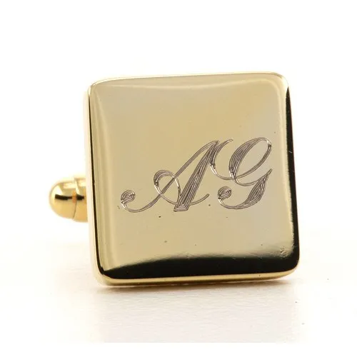 Personalised Gold Engraved Square Cufflinks