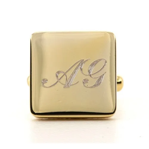 Personalised Gold Engraved Square Cufflinks