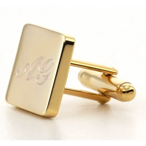 Personalised Gold Engraved Square Cufflinks