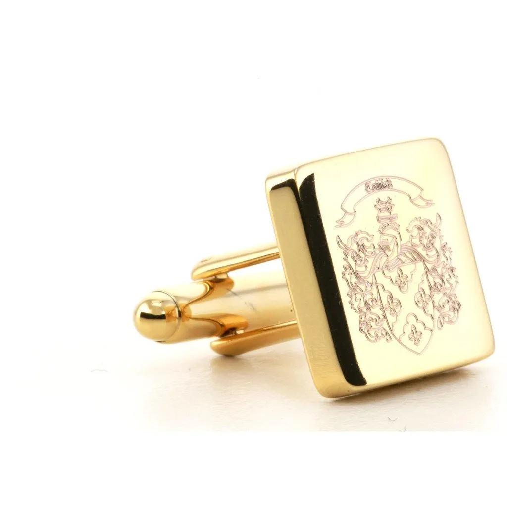 Personalised Gold Engraved Square Cufflinks