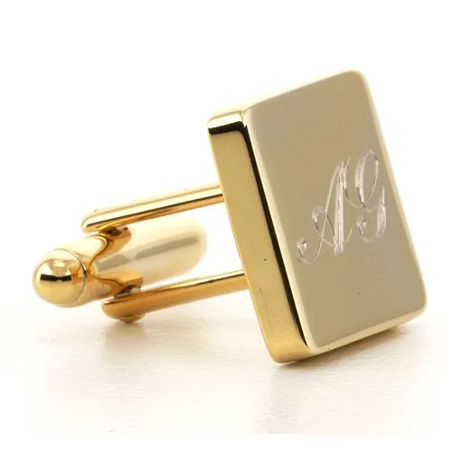 Personalised Gold Engraved Square Cufflinks