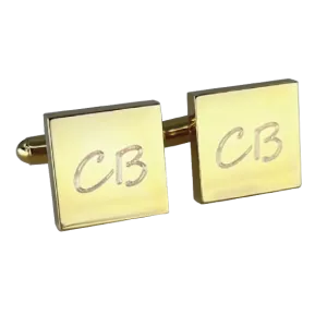 Personalised Gold Engraved Square Cufflinks