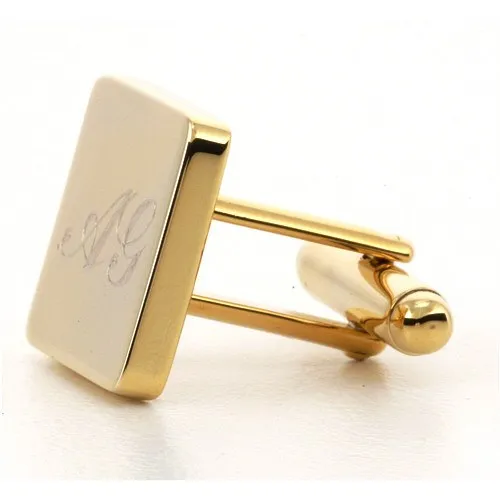 Personalised Gold Engraved Square Cufflinks