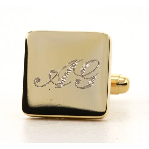 Personalised Gold Engraved Square Cufflinks