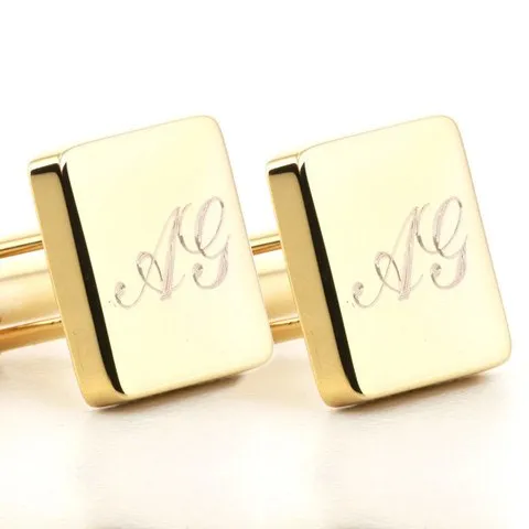 Personalised Gold Engraved Square Cufflinks