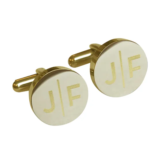 Personalised Split Letter Round Silver Cufflinks