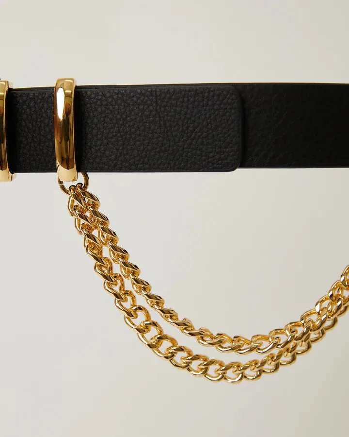 Phoenix Leather Belt in Black Gold