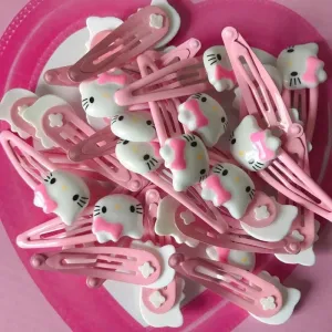 Pink Kitty Hair Clips