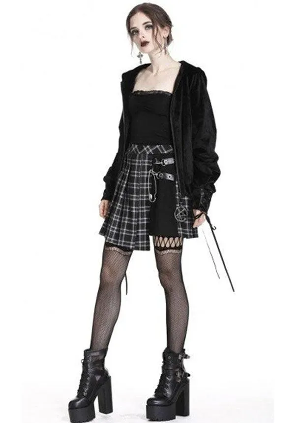 Pleated Grid Irregular [Black] | HEM SKIRT