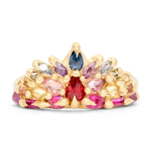 Rainbow Lena Skull Crown Petal Ring - Made to Order