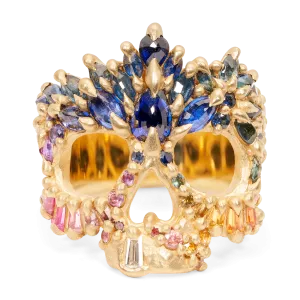 Rainbow Reverie Skull Ring - Size 8 - 11645