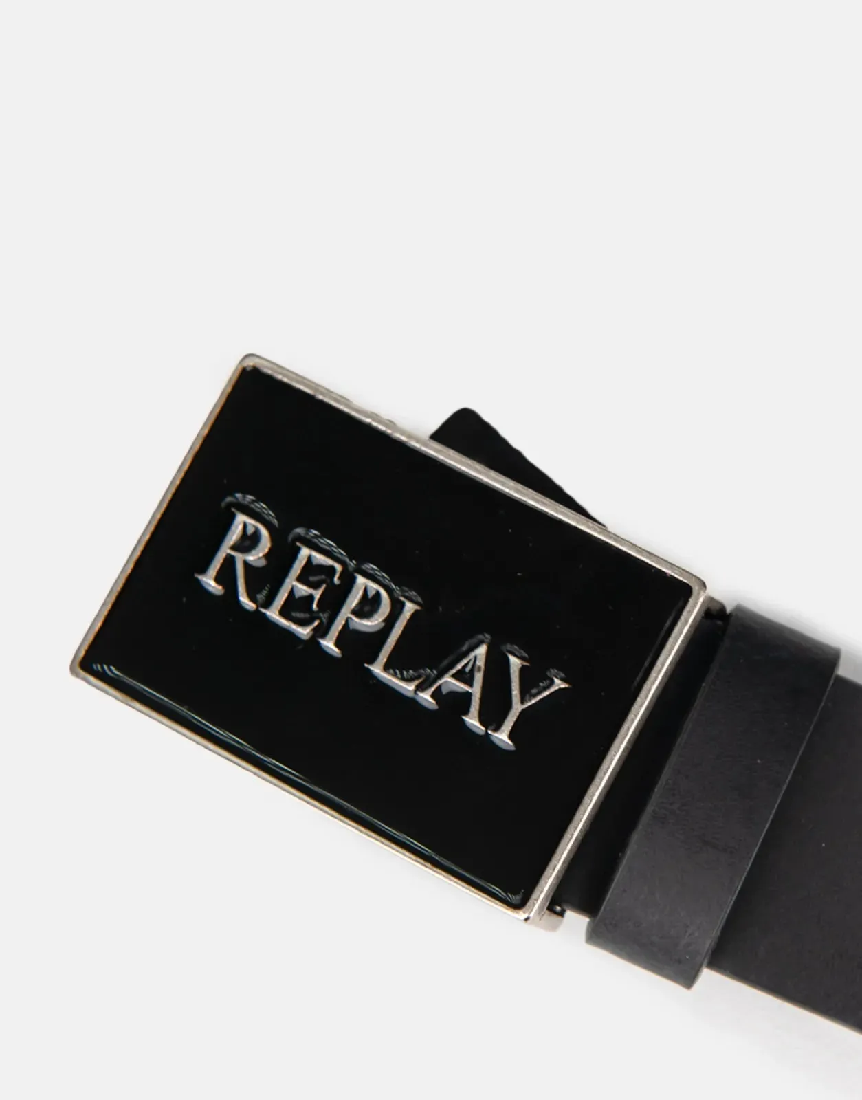 Replay Big Buckle Logo Black Belt