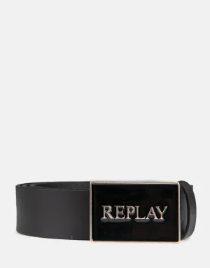 Replay Big Buckle Logo Black Belt