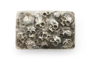 Silver Plated Hand Patinated Sunken Skull Buckle 40mm