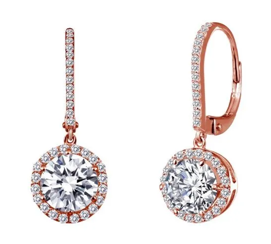 Simulated Diamond Halo Drop Earrings