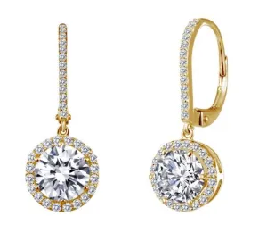 Simulated Diamond Halo Drop Earrings