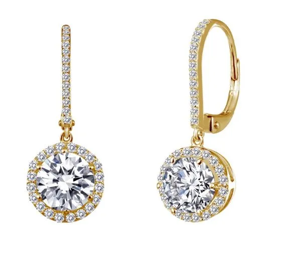 Simulated Diamond Halo Drop Earrings