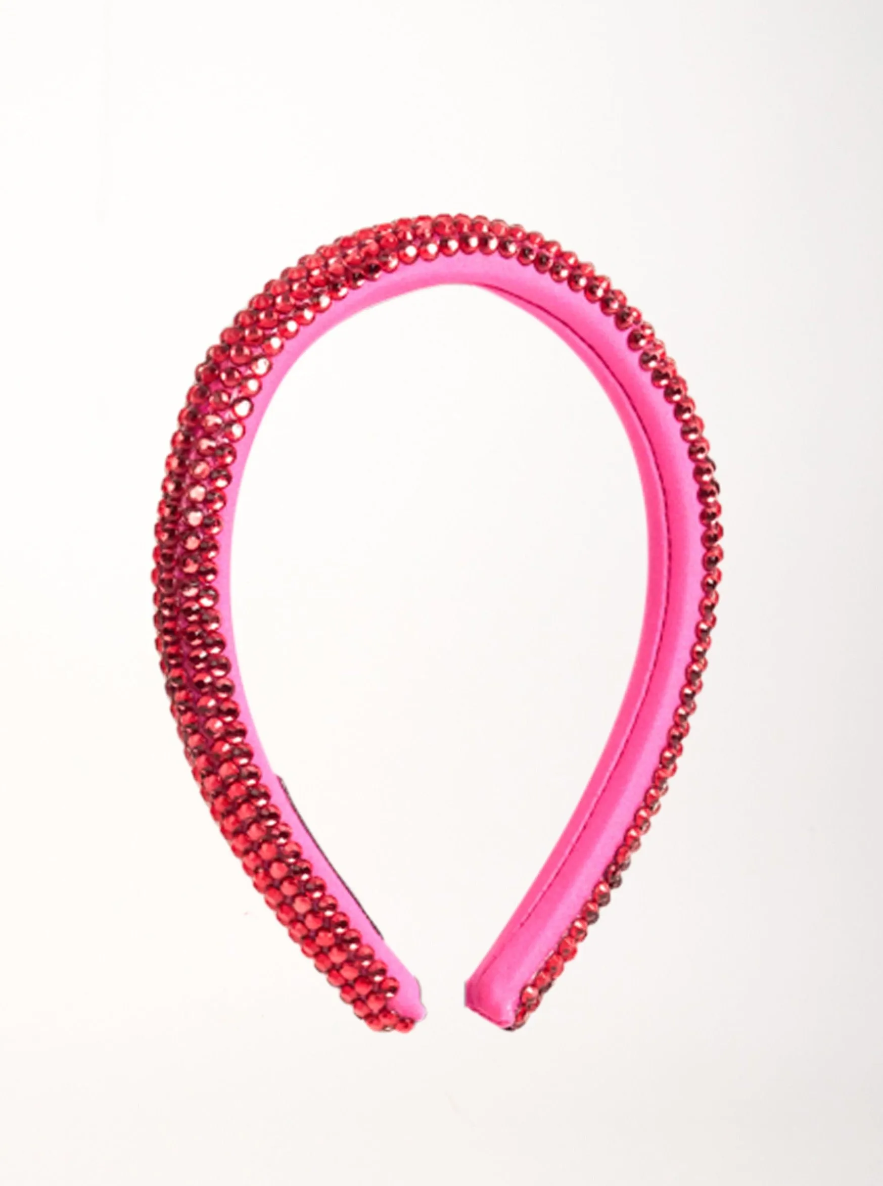 Skinny Rhinestone Headband in Pink