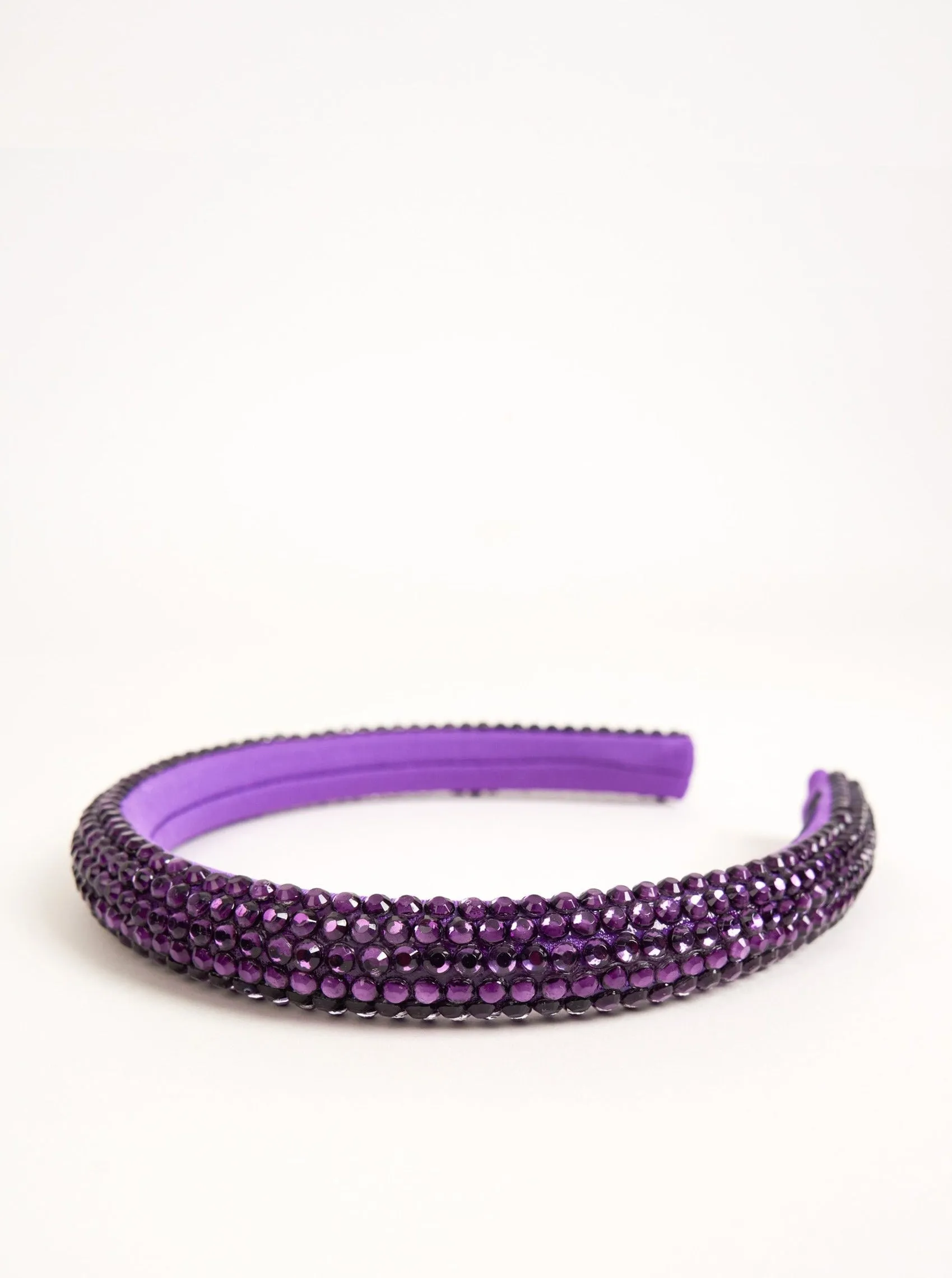 Skinny Rhinestone Headband in Purple