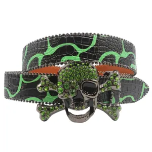 Skull Rhinestone Belts Crystal Studded Diamond Bling Bling Belt