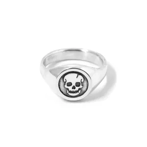 Skull Signet Ring in Sterling Silver