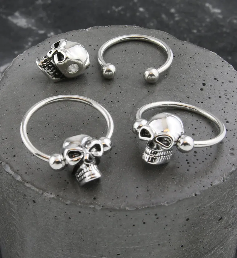 Skull Stainless Steel Captive Circular Barbell Ring