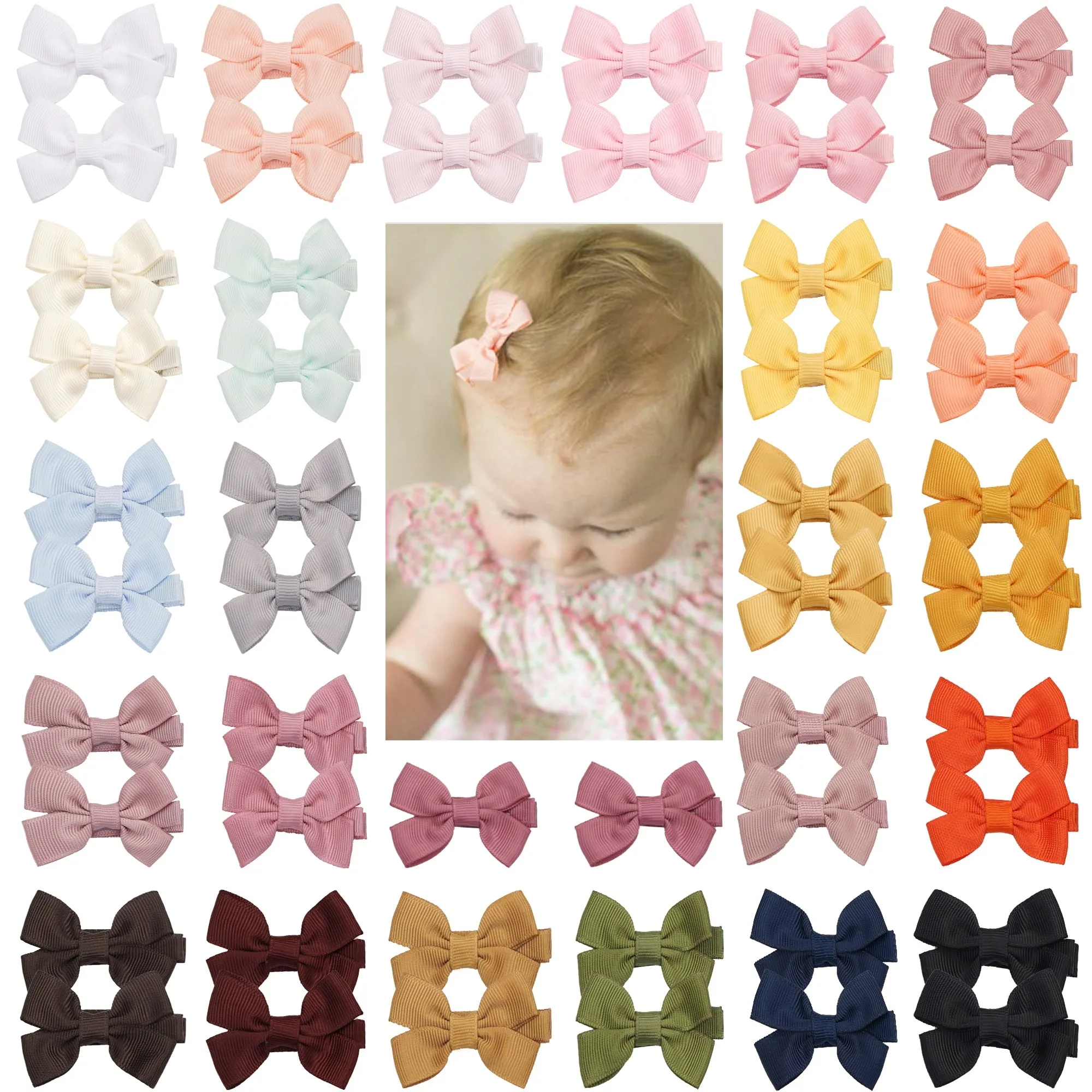 Soft Backed Beautiful Baby Hair Bows (25 pairs / 50 pcs)