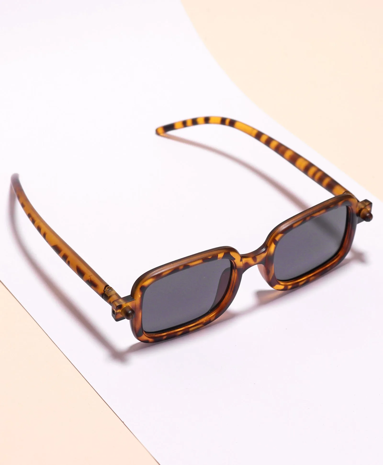 SOLID SUQARE SHAPE SUNGLASSES - BROWN