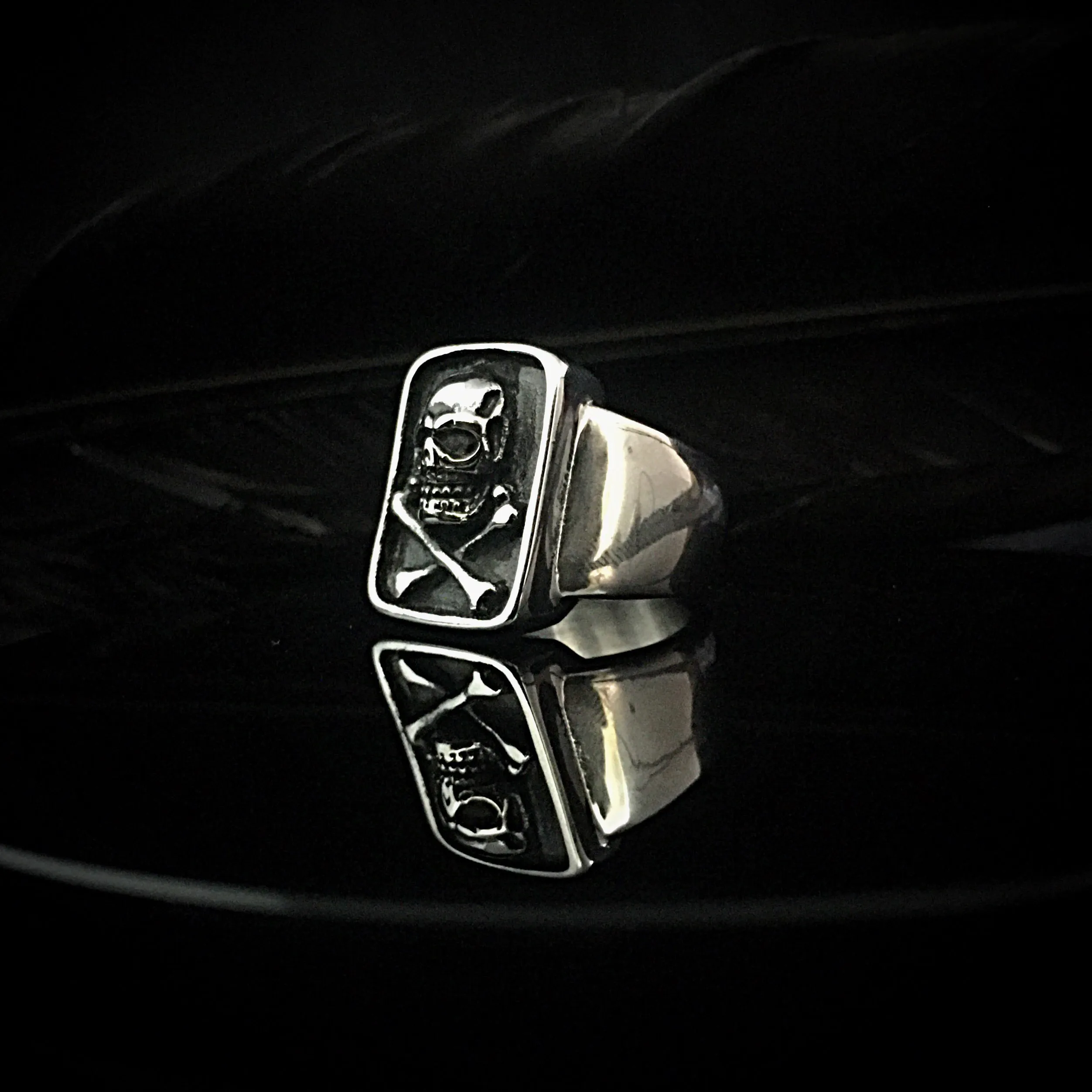 Steel Jolly Roger Ring