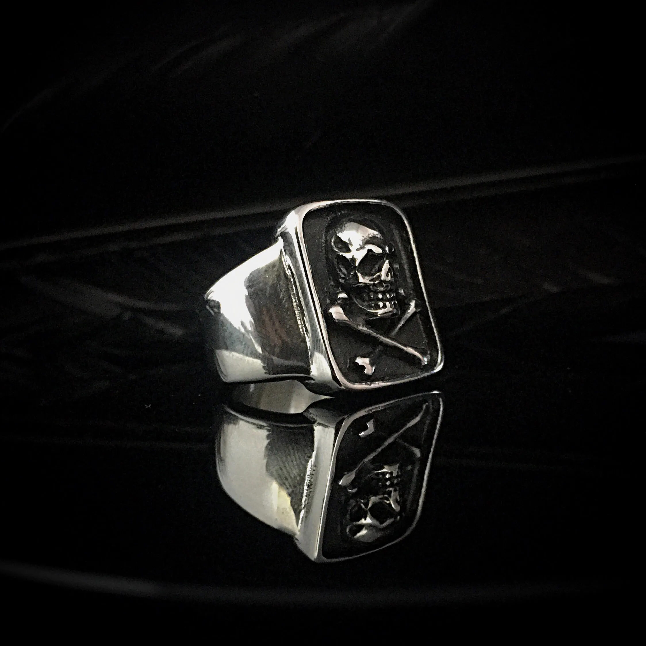 Steel Jolly Roger Ring