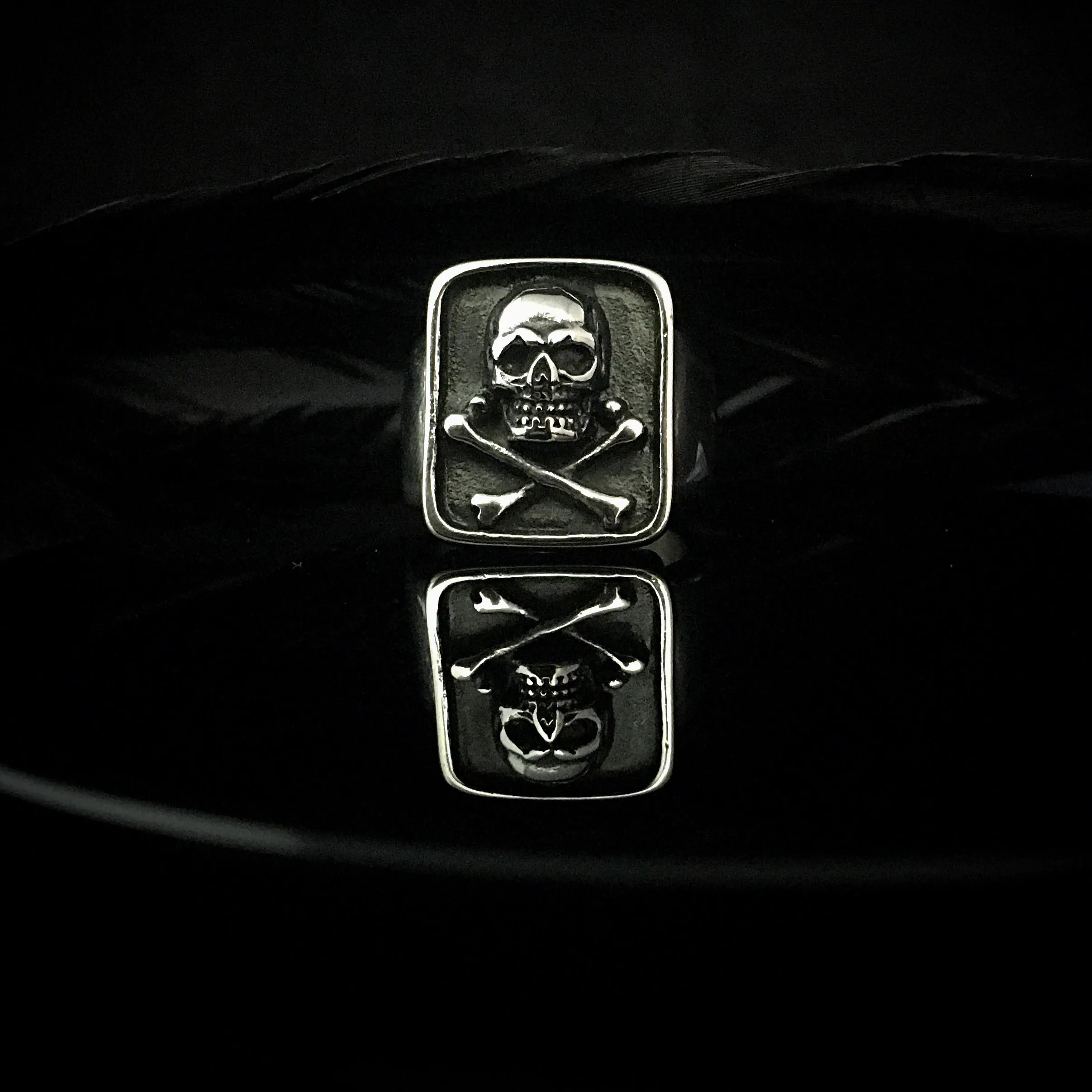 Steel Jolly Roger Ring