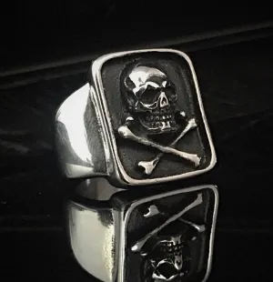 Steel Jolly Roger Ring