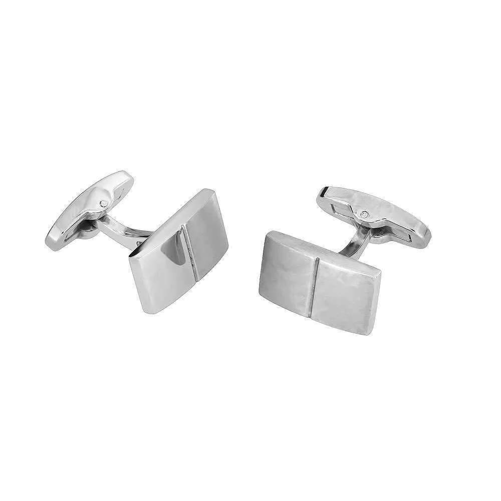 Steel Matt & Polished Rectangle Cufflinks